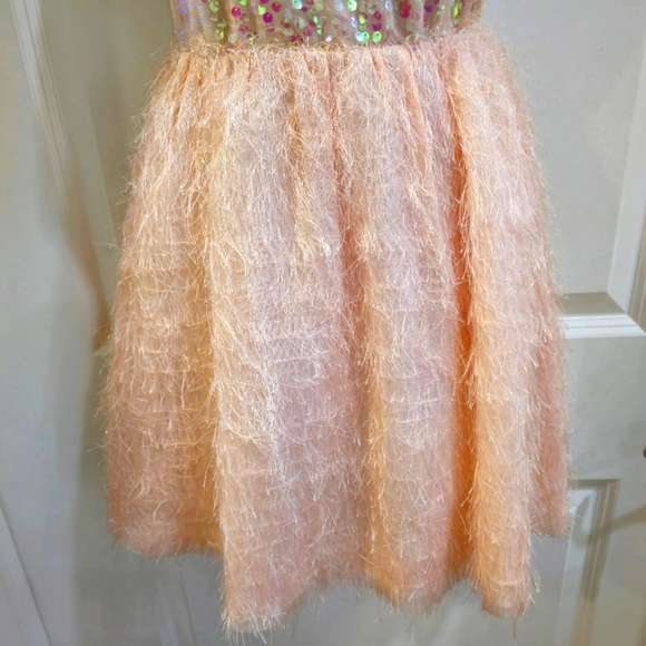 Charlotte Russe ✦ Pink Sequin Drop Waist Dress ✦ Open Back Furry Skirt M EUC - Picture 5 of 17